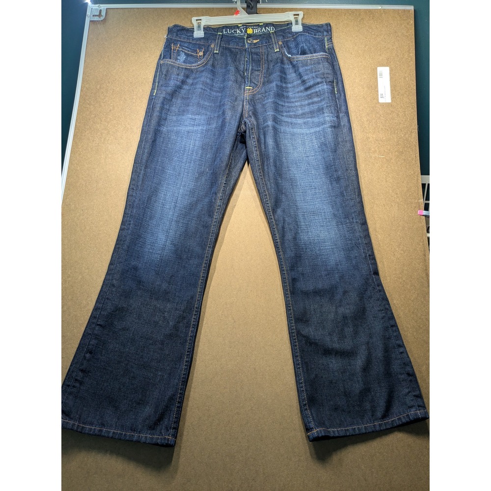 Lucky Brand 227 Slim Boot Fit Jeans Mens 34x30 Dark Wash Button Fly Denim